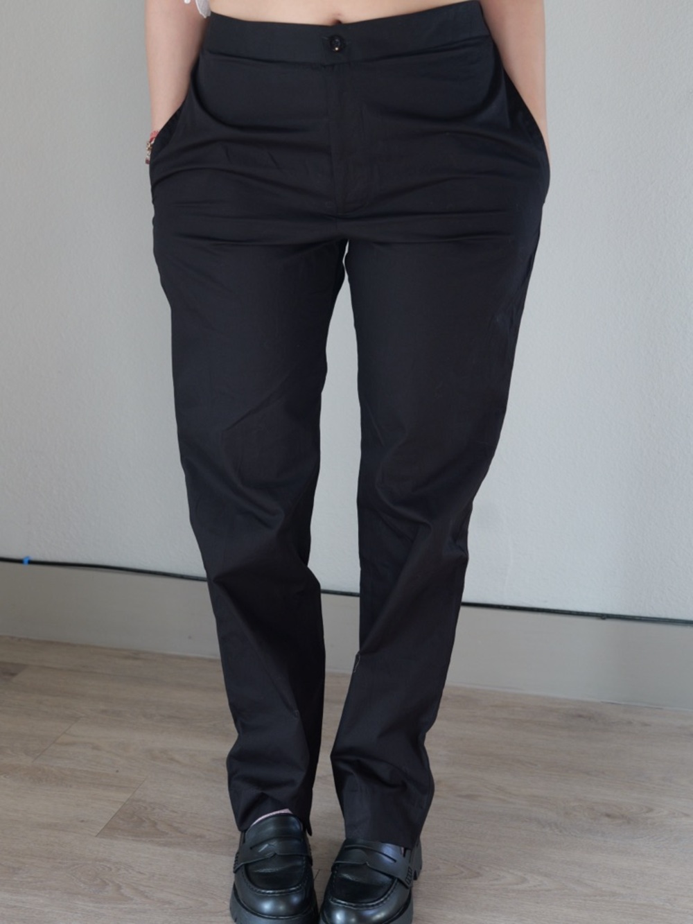 Bareezé Egyptian Cotton Black Straight Leg Trousers